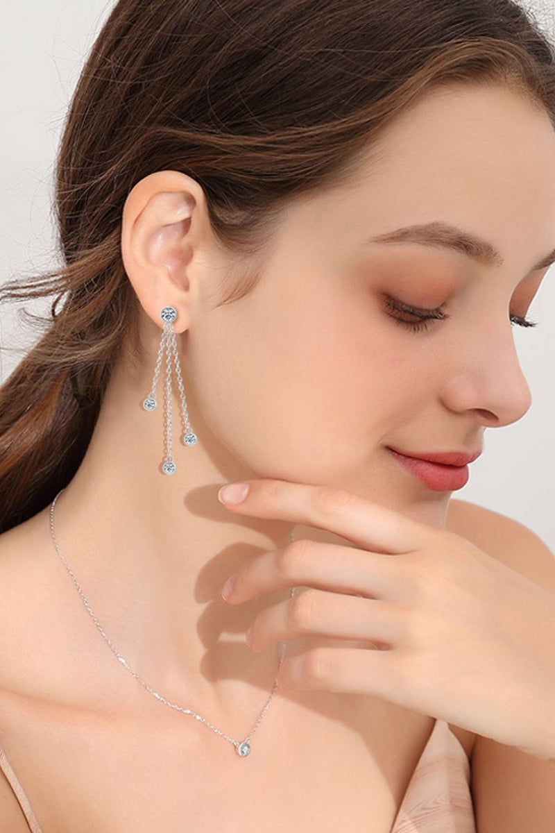 "Radiant Elegance: 1.2 Carat Moissanite Layered Chain Earrings"