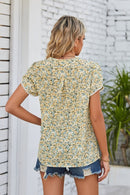 Floral Notched Neck Blouse | Burkesgarb - Effortless Elegance in Full Bloom