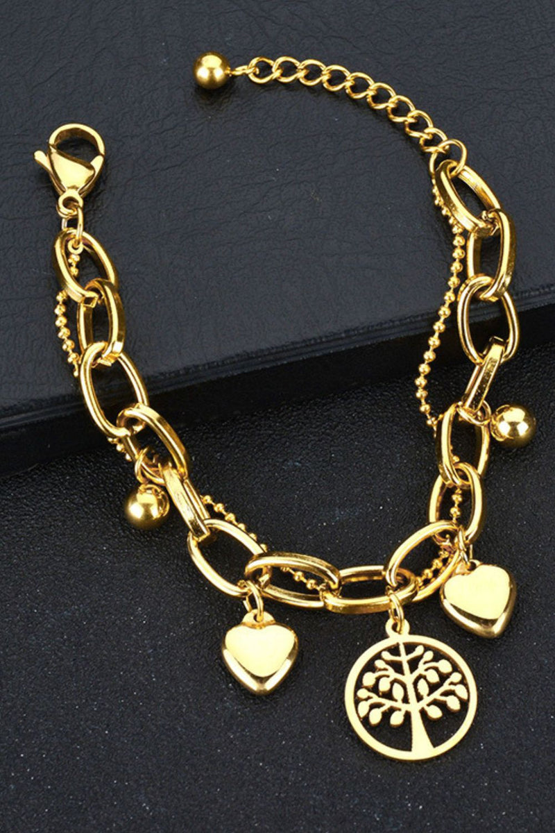 Add a Touch of Glamour with the Multi Charm Chunky Chain Bracelet at Burkesgarb