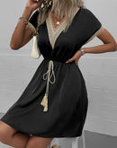 Elevate Your Style with the V-Neck Tassel Tie Dress at Burkesgarb
