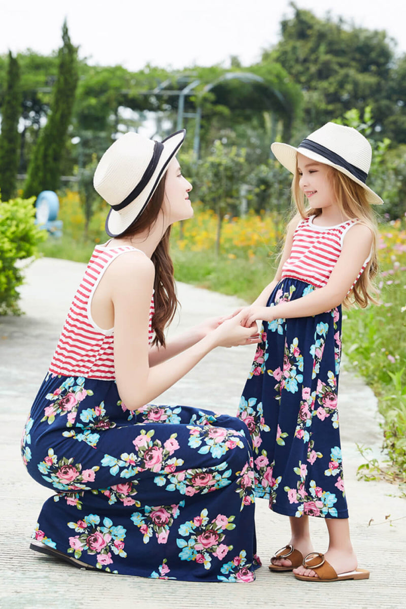 Stay Stylish and Chic with Burkesgarb Women's Striped Floral Sleeveless Dress