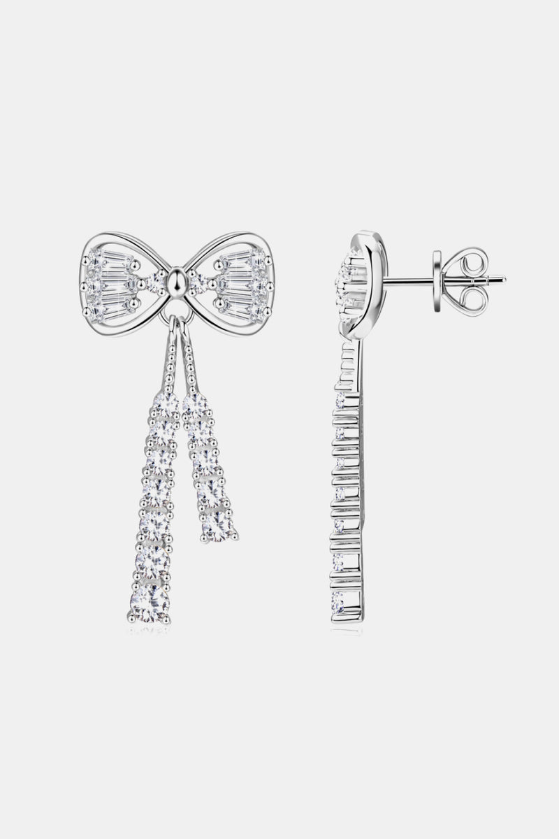 Elegant Sparkle: 1.12 Carat Moissanite Bow Earrings at Burkesgarb