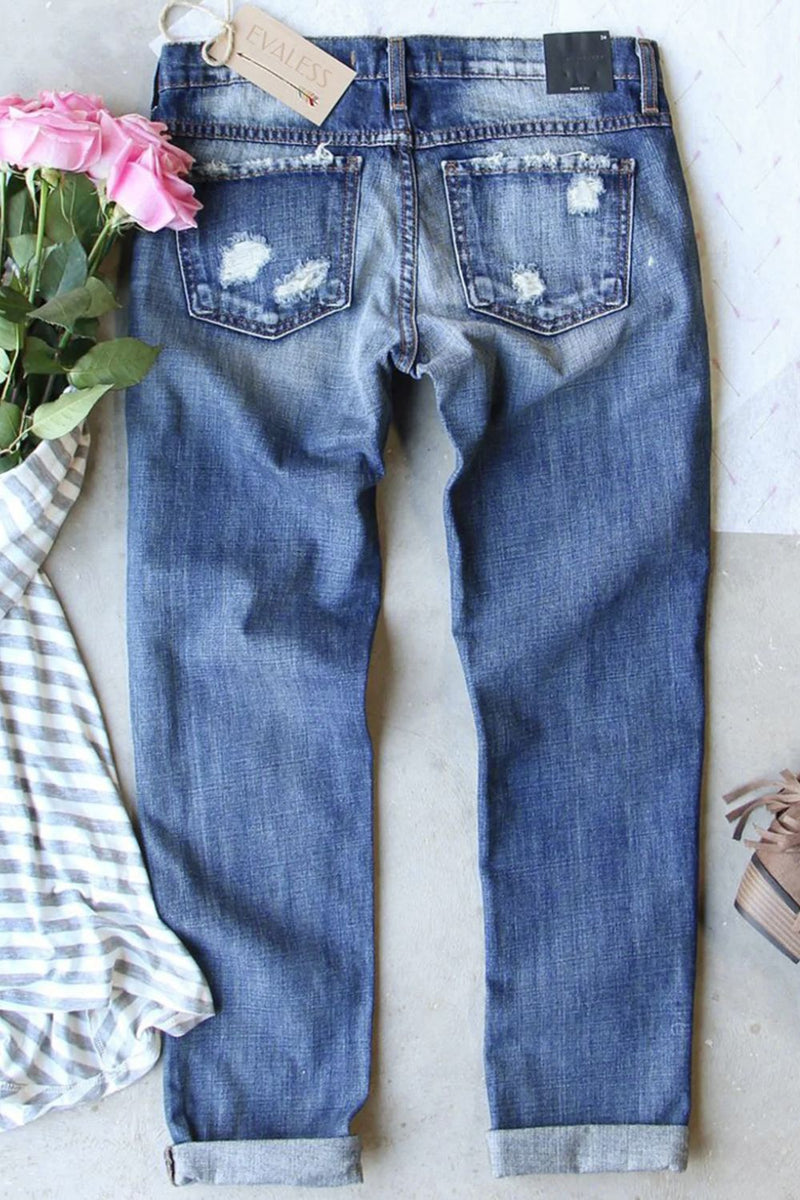 Embrace Effortlessly Cool Style with Distressed Straight Leg Jeans