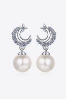 Sparkle and Elegance with Moissanite Pearl Drop Earrings at Burkesgarb