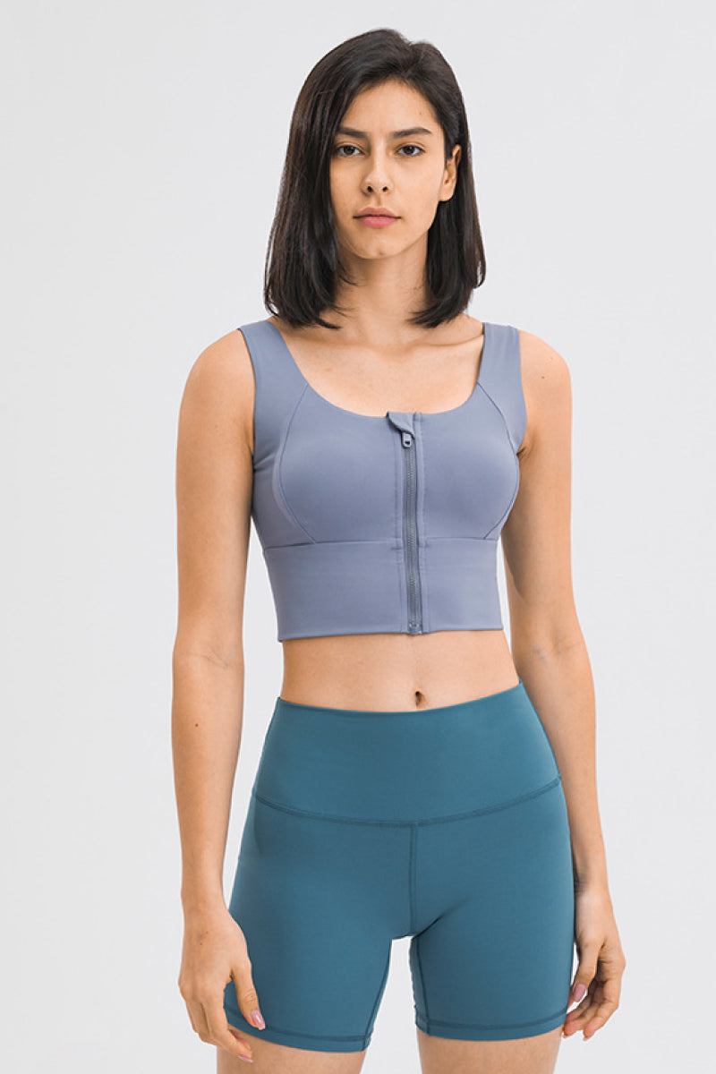 Stay Active and Stylish: Zipper Front Sport Tank Top at Burkesgarb