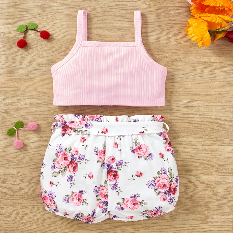 Charming and Comfortable: Button Tank and Floral Shorts Set for Babies at Burkesgarb