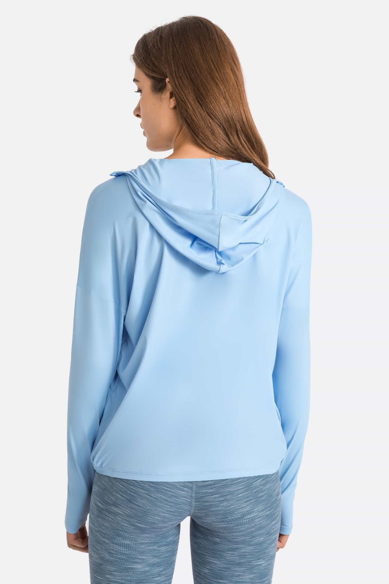 Stay Cozy and Stylish with the Zip Up Dropped Shoulder Hooded Sports Jacket at Burkesgarb