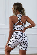 Unleash Your Wild Side with the Animal Print Sports Bra and Shorts Set at Burkesgarb
