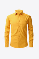 Classic and Versatile: Collared Long-Sleeve Pocket Shirt for Effortless Style