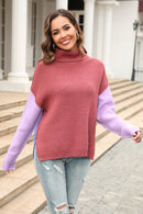 Stay Warm and Stylish with the Turtleneck Slit Sweater at Burkesgarb