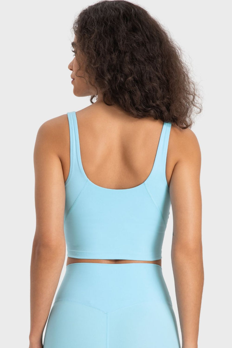 Enhance Your Workout Style with the Deep V-Neck Crop Sports Bra at Burkesgarb