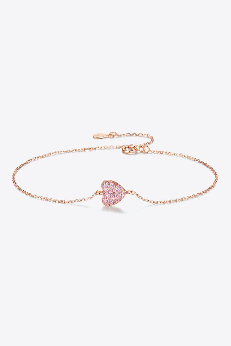 Zircon Heart 925 Sterling Silver Bracelet | Exquisite Jewelry at Burkesgarb