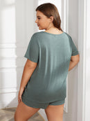 Stay Comfortable in Style with the Plus Size Round Neck Short Sleeve Two-Piece Loungewear Set at Burkesgarb