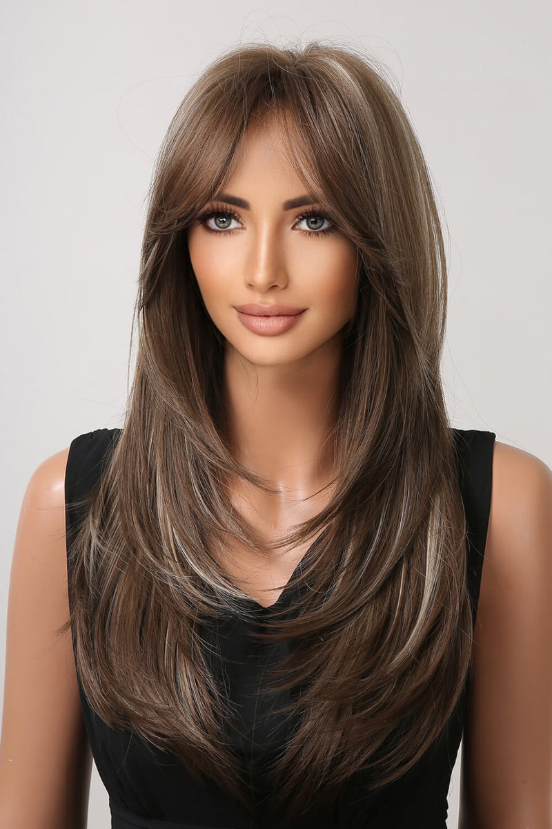 Stylish Simplicity: 13*1" Full-Machine Synthetic Wig, Long Straight 22" Length