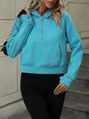 Stay Cozy and Chic with the Zip-Up Raglan Sleeve Hoodie with Pocket at Burkesgarb