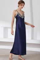 "Luxurious Comfort: Full Size Satin Night Dress at Burkesgarb