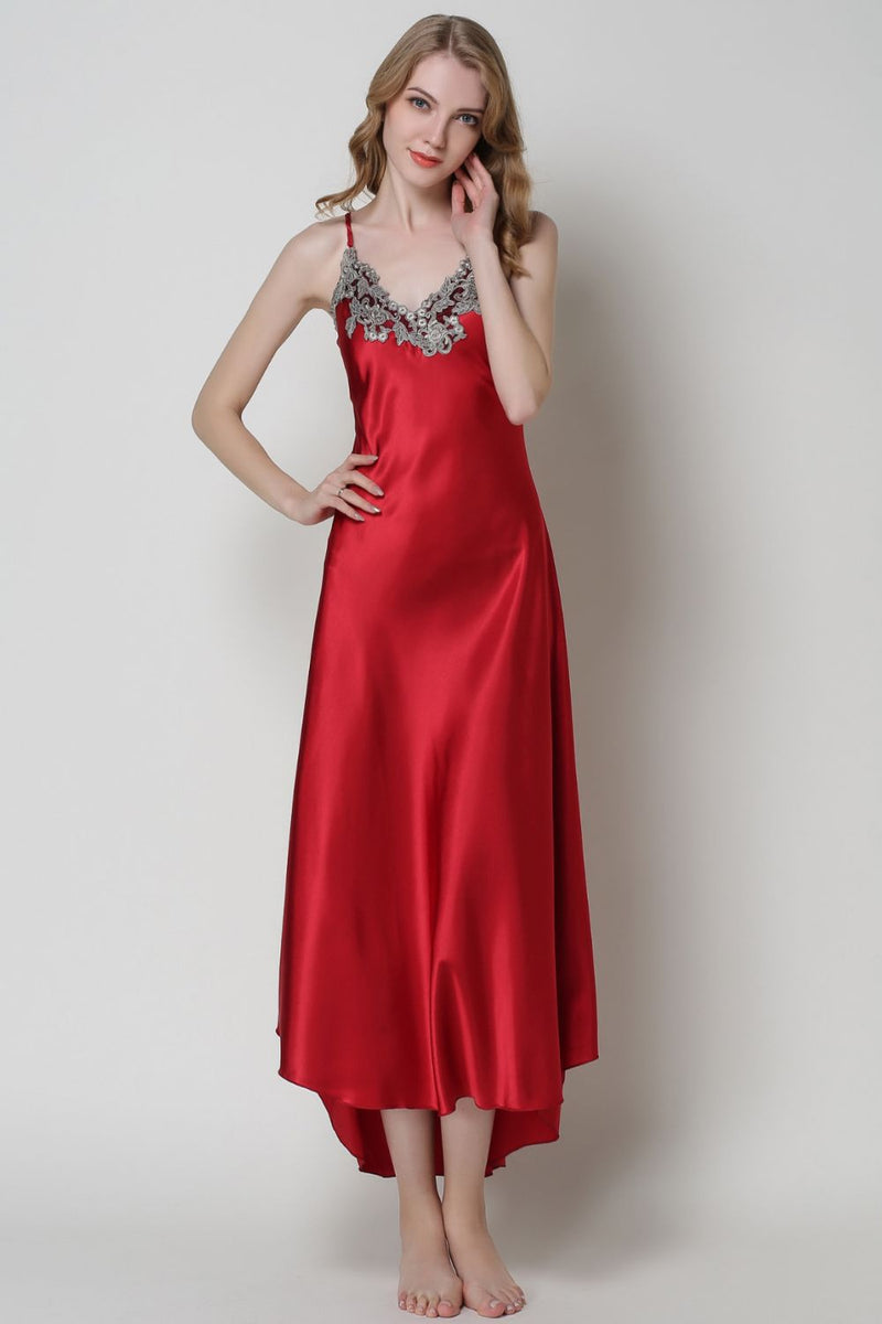 "Luxurious Comfort: Full Size Satin Night Dress at Burkesgarb