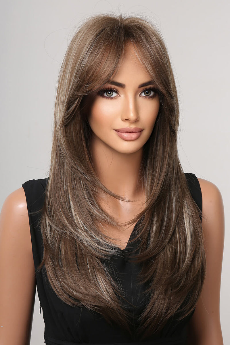 Stylish Simplicity: 13*1" Full-Machine Synthetic Wig, Long Straight 22" Length
