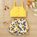 Charming and Comfortable: Button Tank and Floral Shorts Set for Babies at Burkesgarb
