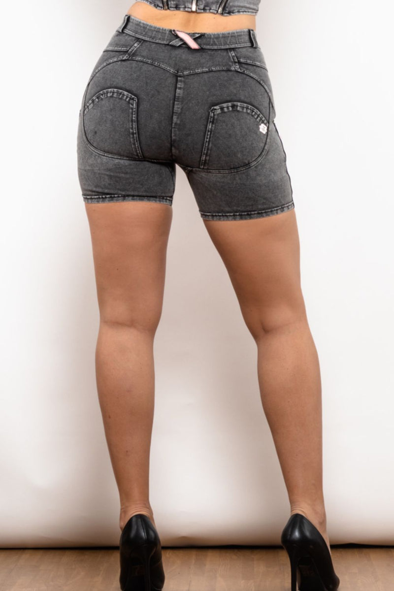 "Fashionable and Chic: Women's Stripe Buttoned Denim Shorts by Burkesgarb | Stylish Bottoms for Summer"