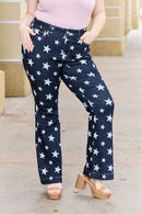 Starry Style: Full Size High Waist Star Flare Jeans at Burkesgarb
