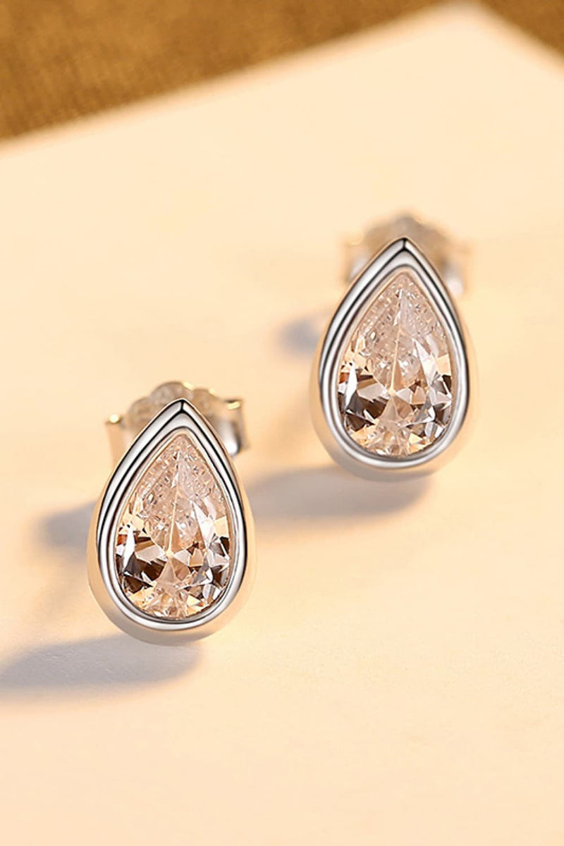 Elevate Your Style with Zircon Teardrop 925 Sterling Silver Stud Earrings by Burkesgarb