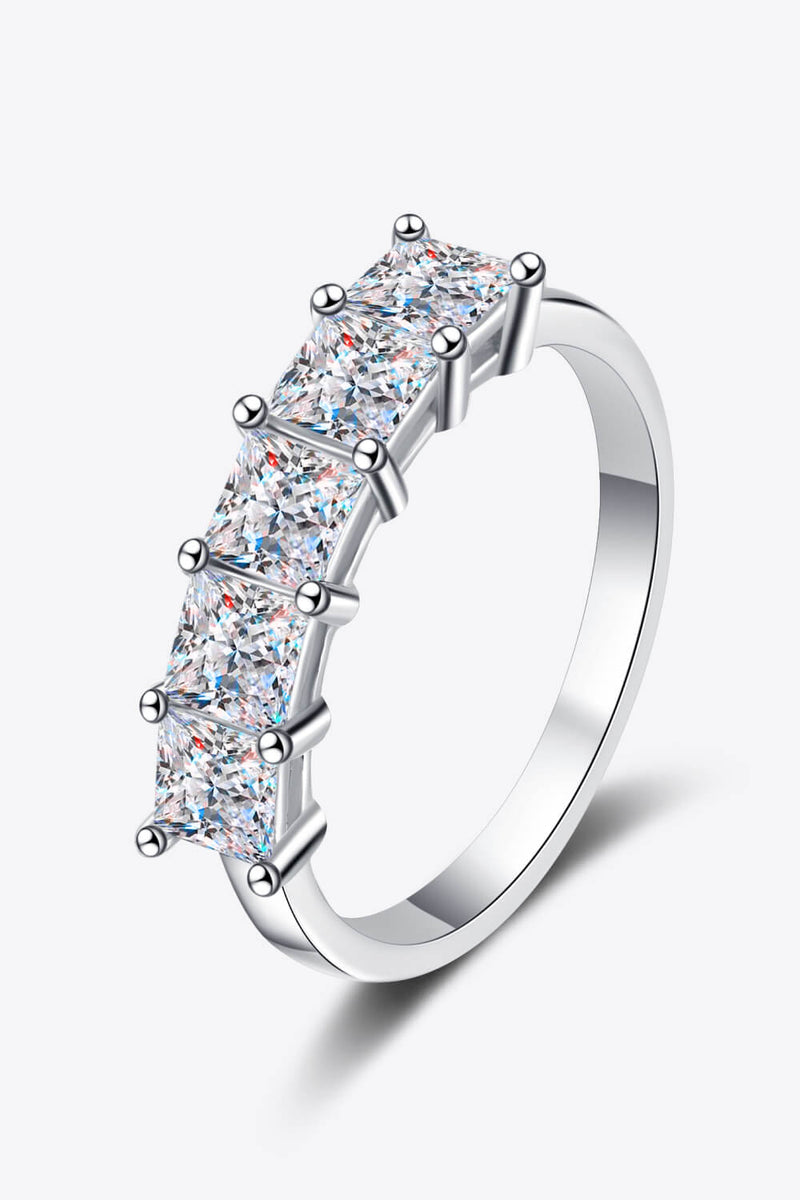 Radiant Brilliance: 2 Carat Moissanite Rhodium-Plated Ring at Burkesgarb