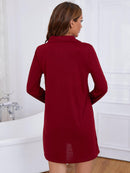 Sweet Dreams: Heart Graphic Long Sleeve Night Dress at Burkesgarb