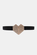 Sparkle and Style with the Rhinestone Heart Buckle Elastic Belt from Burkesgarb