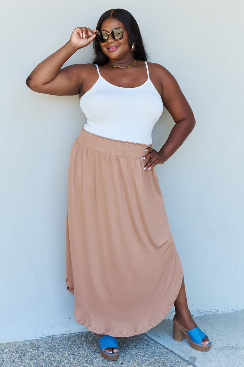 "Effortless Elegance: Tan Maxi Skirt by Burkesgarb | Stylish and Versatile Women's Bottom"