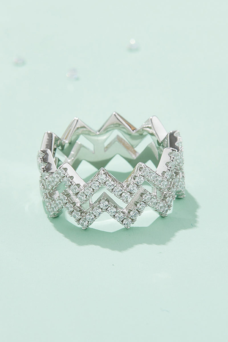 Mesmerizing Brilliance: Moissanite Zigzag Stacking Rings at Burkesgarb