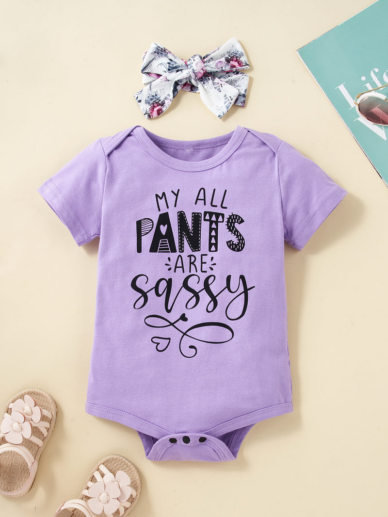 Dress Up Your Little One in Style with the MY ALL PANTS ARE SASSY Bodysuit and Floral Shorts Set for Babies at Burkesgarb