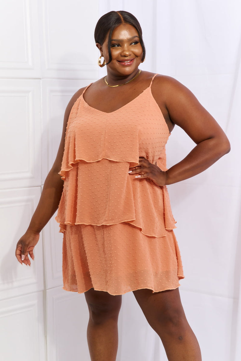 Effortless Elegance: Full Size Sherbet Cascade Ruffle Cami Dress at Burkesgarb