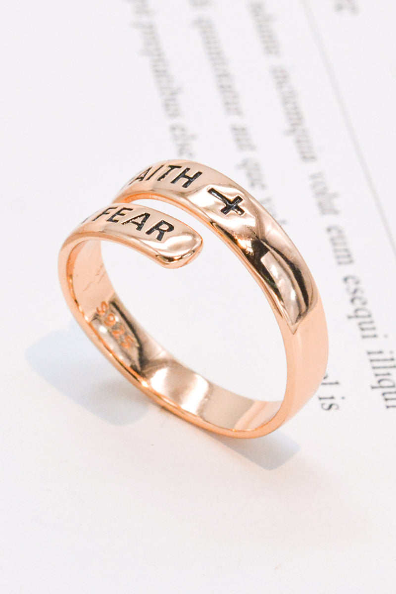 Embrace Strength and Faith with the Sterling Silver FAITH OVER FEAR Bypass Ring at Burkesgarb