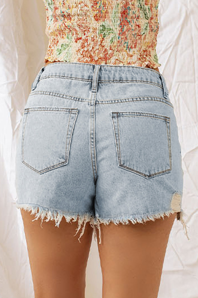 "Effortlessly Stylish: Distressed Denim Shorts by Burkesgarb | Trendy and Comfortable Bottoms"